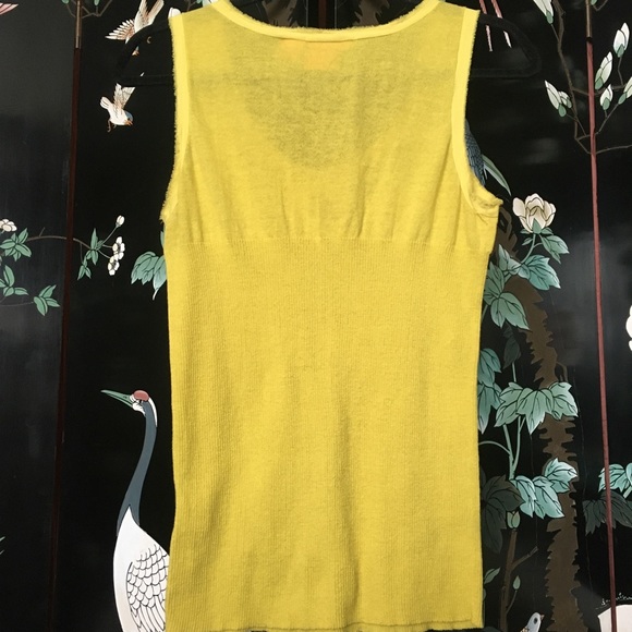 Tory Burch chartreuse olive khaki stretch tank top - Picture 3 of 5